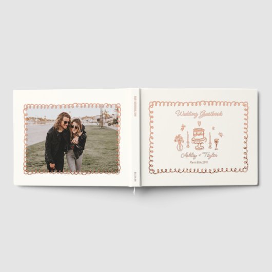 Roos goudfolie grillige leuke bruiloft gastenboek (Volledig)