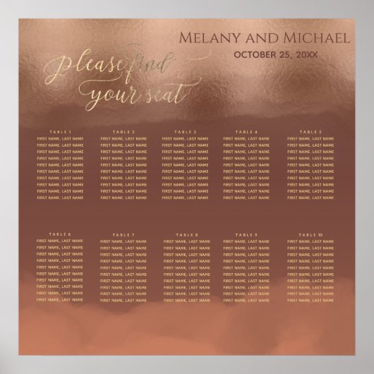 Roos goudfolie kaneel kantaloupe waterverf poster (Voorkant)