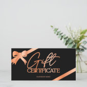 Roos goudfolie lint zwarte logo cadeaubon (Staand voorkant)