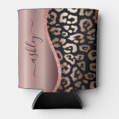 Roos goudfolie luipaard print blikjeskoeler (Voorkant)