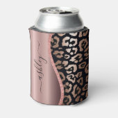 Roos goudfolie luipaard print blikjeskoeler (Blikje Achterkant)