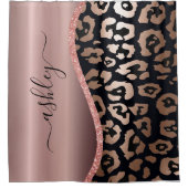 Roos goudfolie luipaard print douchegordijn (Voorkant)