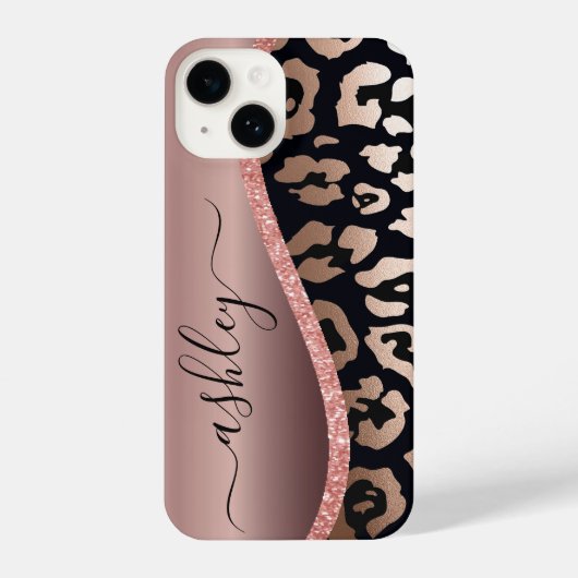 Roos goudfolie luipaard print iPhone hoesje (Achterkant)