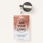 Roos goudfolie marmer logo badge (Achterkant met intrekbare)