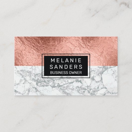 Roos goudfolie | Marmer Visitekaartje (Voorkant)