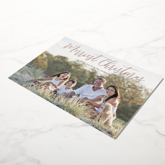 Roos goudfolie Merriest Merry Kerstelegant Folie Feestdagenkaart (Gedraaid)