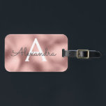 Roos Goudfolie Metaal Monogram Naam en Initiaal Bagagelabel<br><div class="desc">Roos Gold Blush Pink Metal Folie Monogram Naam en Initiaal Bagagelabel. Dit label is ideaal voor terug naar school,  werk of reizen.</div>