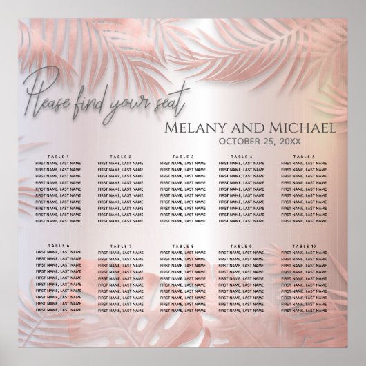 Roos goudfolie, metallic tropische bladeren, roman poster (Voorkant)