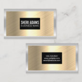 Roos goudfolie | Metallic zilveren rand Visitekaartje (Voorkant / Achterkant)