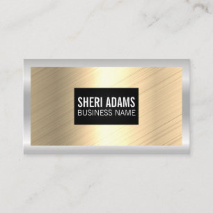 Roos goudfolie   Metallic zilveren rand Visitekaartje