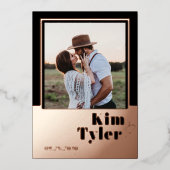 Roos goudfolie moderne fotobruiloft met behoud van folie uitnodiging (Voorkant)