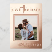 Roos goudfolie moderne fotobruiloft met behoud van folie uitnodiging (Voorkant)