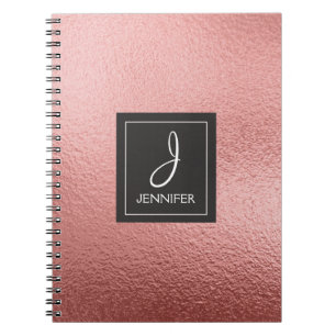 Roos goudfolie monogram Notitieboek