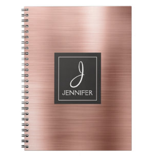 Roos goudfolie monogram Notitieboek