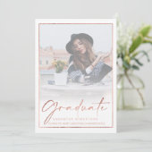 Roos goudfolie rand kalligrafie afstuderen kaart (Staand voorkant)