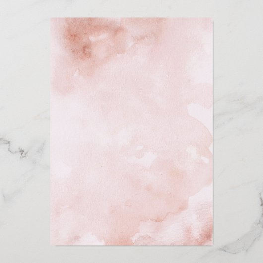 ROOS GOUDFOLIE Roze Bloemen Huwelijk Folie Uitnodiging (Achterkant)