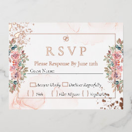 Roos goudfolie rsvp bruiloft folie feestdagen briefkaart