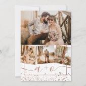 Roos goudfolie witte foto initialen bruiloft kaart (Achterkant)