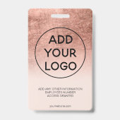 Roos goudfolie zwart-roze logo foto van werknemer badge (Back)