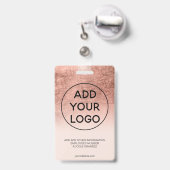 Roos goudfolie zwart-roze logo foto van werknemer badge (Back with Retractable)