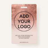 Roos goudfolie zwart-roze logo foto van werknemer badge (Achterkant)