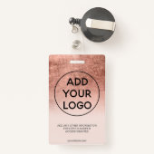 Roos goudfolie zwart-roze logo foto van werknemer badge (Achterkant met intrekbare)