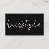 Roos goudfolie zwarte haarstylist handgeschreven visitekaartje (Voorkant)