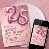 Roos Goudfolieballonnen 25e Verjaardag Kaart