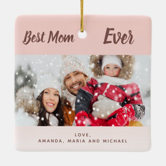 Roos goudfoto beste ooit keramisch ornament (Achterkant)