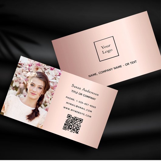 Roos goudfoto QR-code elegant vrouw Visitekaartje