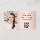 Roos goudfoto QR-code glitter vrouw Visitekaartje (Achterkant)
