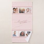 Roos goudfotocollage-monogram badhanddoek (Badhanddoek)