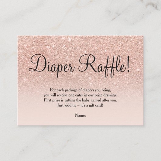 Roos goudfuif roze ombre diaper raffinage informatiekaartje (Voorkant)