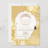 Roos goudgele tiara prinses Quinceanera Kaart (Voorkant)