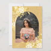 Roos goudgele tiara prinses Quinceanera Kaart (Achterkant)