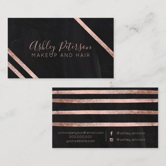 Roos goudgeo-chalkboardhaar make-up typografie visitekaartje (Voorkant / Achterkant)