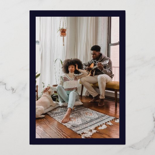 Roos goudgeometrische lijsten foto bruiloft folie uitnodiging (Achterkant)