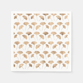 Roos goudginko verlaat witte achtergrond servet