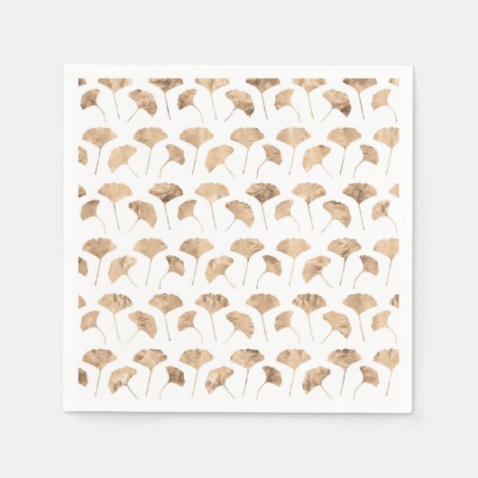 Roos goudginko verlaat witte achtergrond servet (Voorkant)