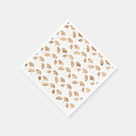 Roos goudginko verlaat witte achtergrond servet (Hoek)