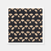 Roos goudginko verlaat zwarte achtergrond servet (Voorkant)