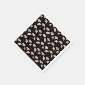 Roos goudginko verlaat zwarte achtergrond servet (Hoek)