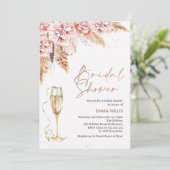 Roos goudglas Floral Pampas Grass Vrijgezellenfees Kaart (Staand voorkant)