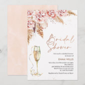 Roos goudglas Floral Pampas Grass Vrijgezellenfees Kaart (Voorkant / Achterkant)