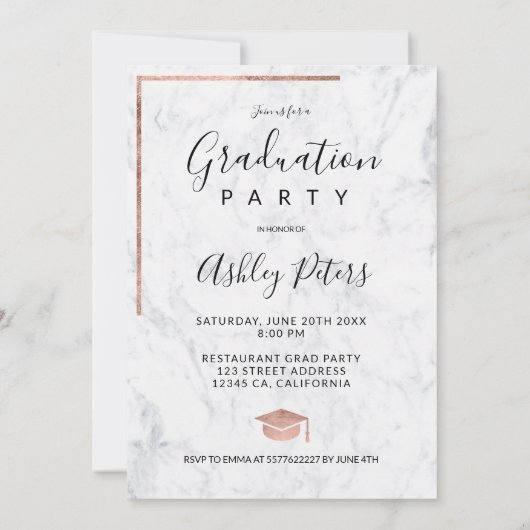 Roos goudglitter afstuderen foto pet afstuderen kaart (Achterkant)