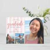 Roos goudglitter afstuderen fotocollage kaart (Staand voorkant)