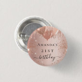 Roos goudglitter-ballonglazen goudglitter ronde button 3,2 cm (Voorkant /achterkant)