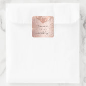 Roos goudglitter-ballonglazen goudglitter vierkante sticker (Tas)