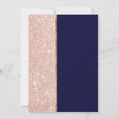 Roos goudglitter blauw kleurenblok bruiloft kaart (Achterkant)