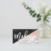 Roos goudglitter blokmarmer visitekaartje (Staand voorkant)